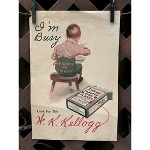 1912 KELLOGG's Corn Flakes Cereal Child  VINTAGE AD CI37 + Gold Medal Flour Ad